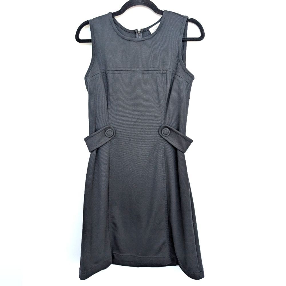 Ann Taylor Loft Careerwear Black Sleeveless Dress Stretch Side Belt Detail Sz 4